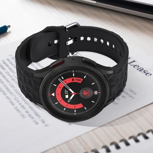 Armband för Galaxy Watch 5 / 5 Pro / 4 Silicone Textured Diamond Black