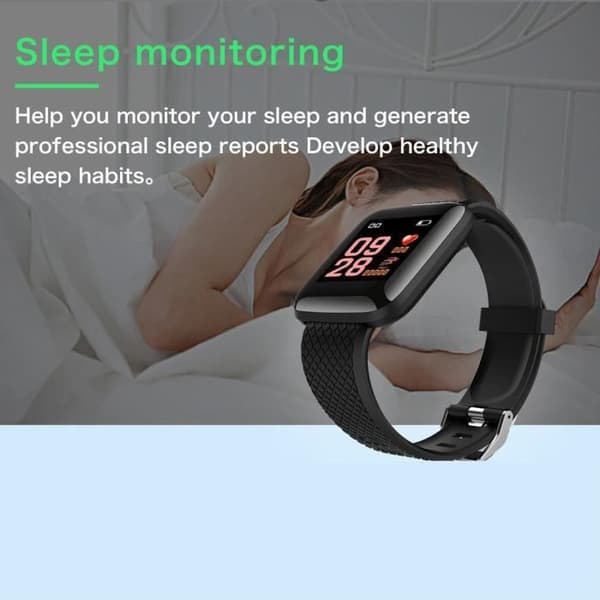 116plus Heart Rate Blodtrycksmätning Smart Armband Svart