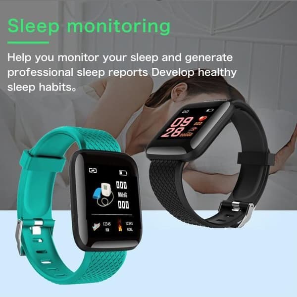 116plus Heart Rate Blodtrycksmätning Smart Armband Svart