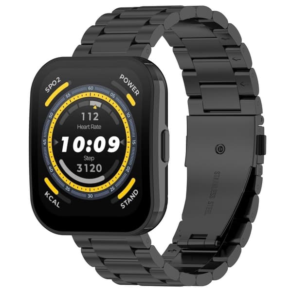 INF Klokkerem i rustfritt stål for Huami Amazfit BIP 5 - 22 mm Sort