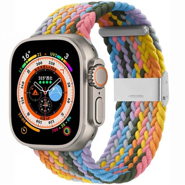 Flettet klokkerem Apple Watch Ultra (49mm) - Light Rainbow