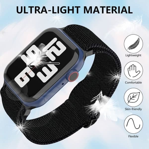 Apple Watch kompatibelt Nylon-armband SVART 42/44/45 mm