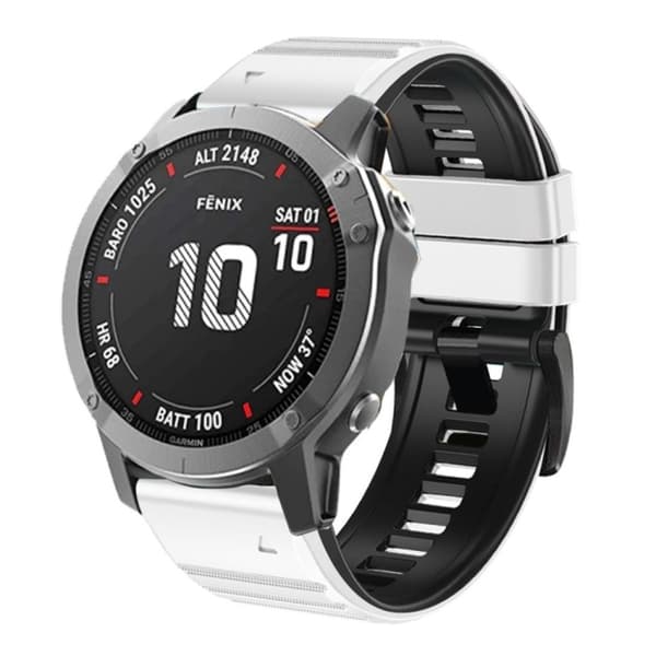 Garmin Fenix 7X / 6X / 5X Tvåfärgat klockarmband i silikon - Vit