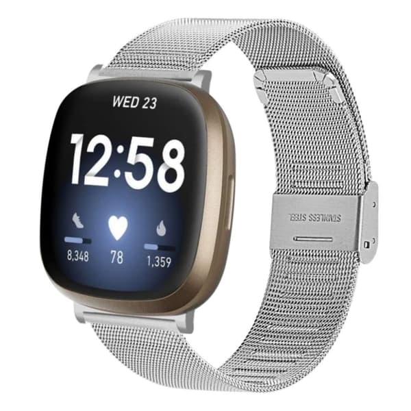 Modernt Fitbit Versa 4 etc. band - Silverfärgat