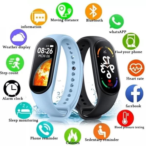 M7Magnetic Black-M7 sport smart klocka för män och kvinnor, smart armband, frekvenskort