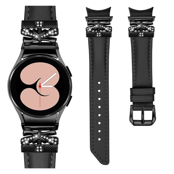 INF Kimalteleva nahkaranneke Samsung Galaxy Watch 4/5/6 -sarjalle Musta