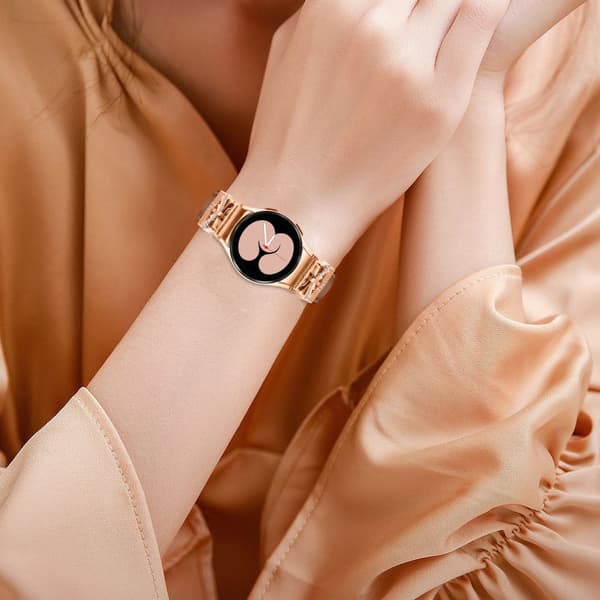 INF Bling tekojalokivi nahkaranneke Samsung Galaxy Watch 4/5/6 -sarjalle Ruskea