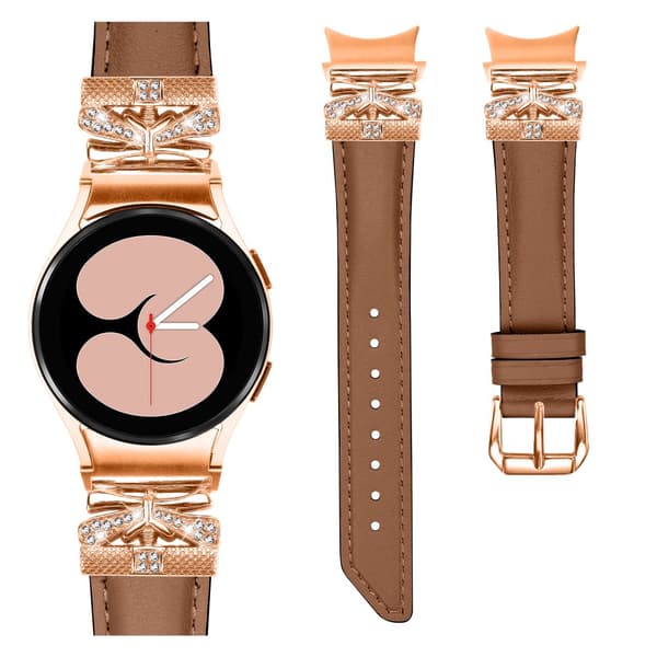 INF Bling tekojalokivi nahkaranneke Samsung Galaxy Watch 4/5/6 -sarjalle Ruskea