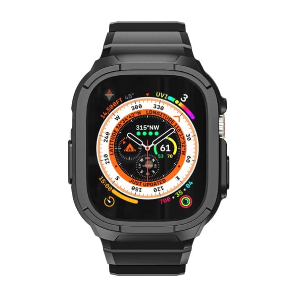 INF Apple Watch Ultra Ice Armor Frosted TPU:lla integroitu kelloranneke Musta