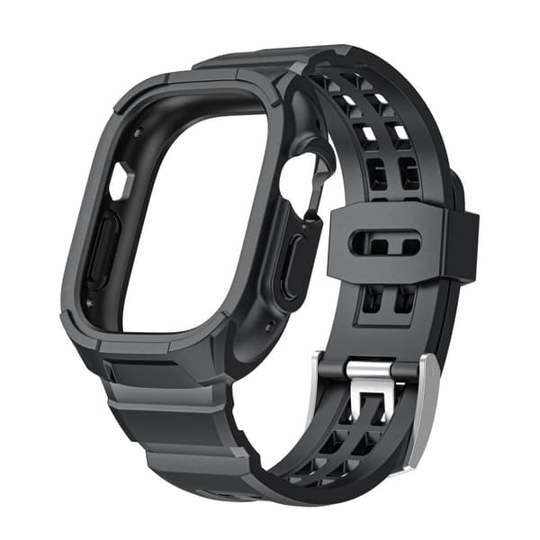 INF Apple Watch Ultra Ice Armor Frosted TPU:lla integroitu kelloranneke Musta