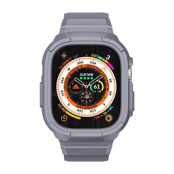 INF Apple Watch Ultra Ice Armor Frosted TPU:lla integroitu kelloranneke Harmaa