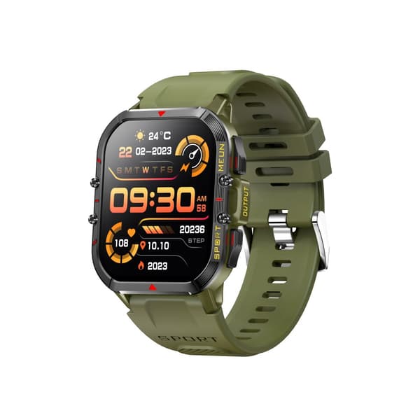 SmartWatch Modes AI Voice Assistant SOS Militär Grön