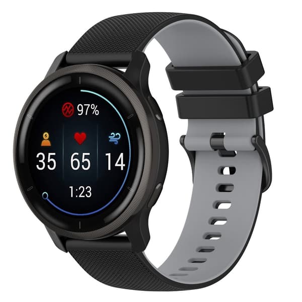 Klockarmband silikon Svart+grå 22 mm Samsung Galaxy Watch 3 45mm/Samsung Gear S3/Huawei Watch GT Runner/Honor Watch GS 3/Garmin Venus 2