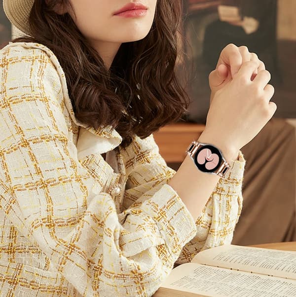 INF Ur armbånd Rose guld+sort  Samsung Galaxy Watch 20 mm