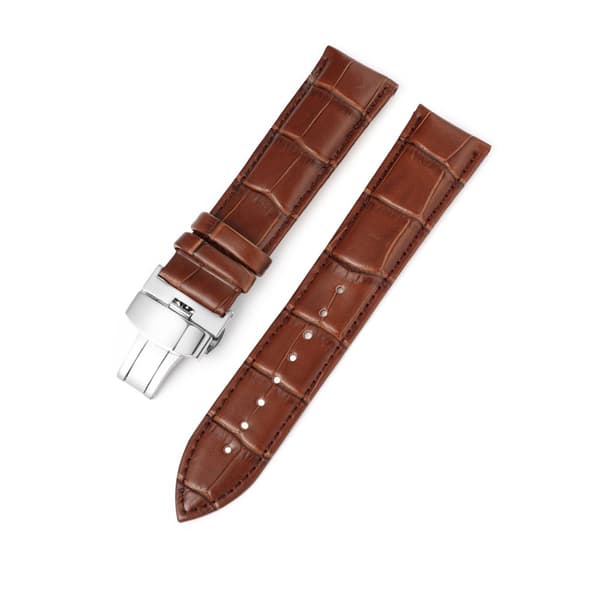 Læder urremme Ur Straputterfly Buckle Band Stålspænde Strap