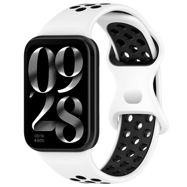 Silikoninen kellohihna Redimi Watch 4 Xiaomi Mi Band 8 Prolle Musta + Valkoinen