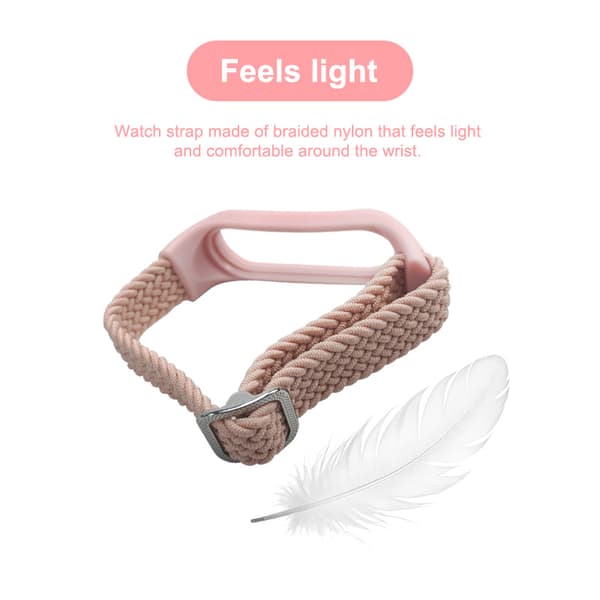 INF Urrem Nylon kompatibel med Xiaomi Mi Band 3/4/5/6/7/NFC Lyserød