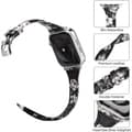 Miniatyrbild 5 av 7: Apple Watch 38/40/41mm Stilrent Läderarmband Mercy - Svart/Vit Blomma