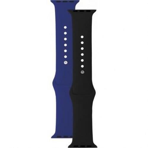 BBC-armband och anslutna klocktillbehör Förpackning med 2 svarta och blå Apple Watch-armband 42/44mm
