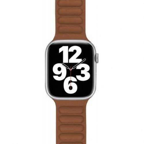 Läderrem för Apple Watch 42-44-45-49mm BIGBEN CONNECTED Mörk orange