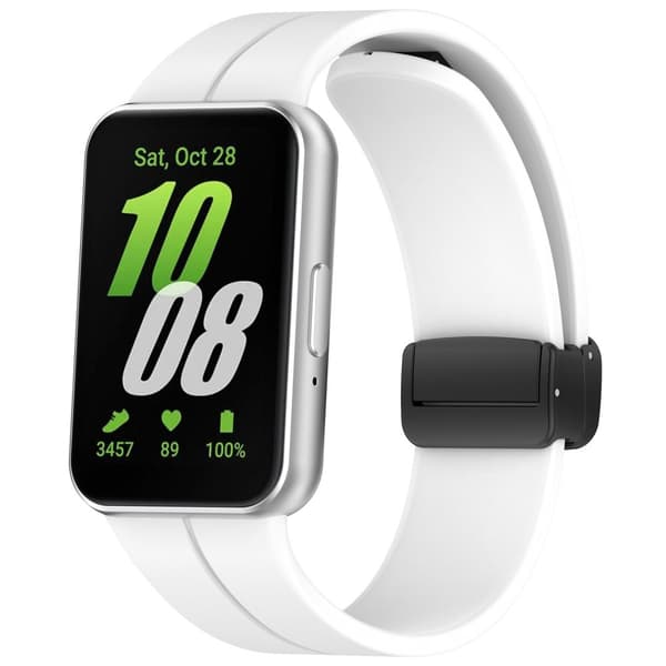 INF Magneettisella sulkimella varustettu silikonikellon hihna Samsung Galaxy Fit 3:lle (SM-R390) Valkoinen