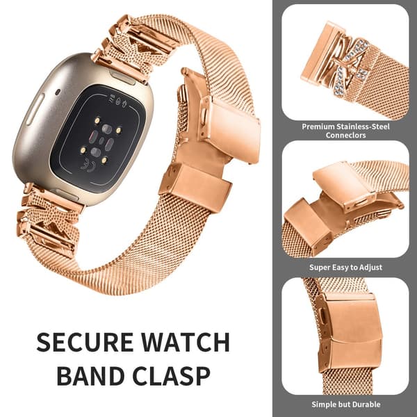 INF Klokkerem i rustfritt stål for Fitbit Versa3/4/Sense 2
