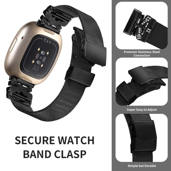 INF Klokkebånd i rustfritt stål for Fitbit Versa3/4/Sense 2