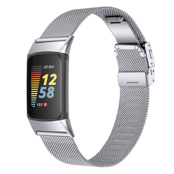 Urrem i rustfrit stål til Fitbit Charge5/6 Sølv