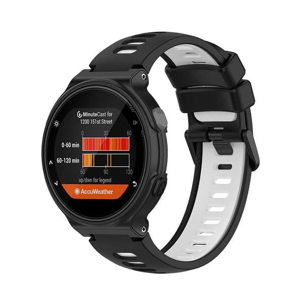 Silikone armbånd til Garmin Forerunner 220 / 735XT / 235 - Sort/Hvid