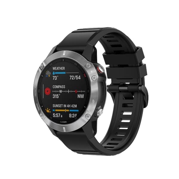 Silikoninen ranneke Garmin Fenix ​​​​6 - 22 mm - musta