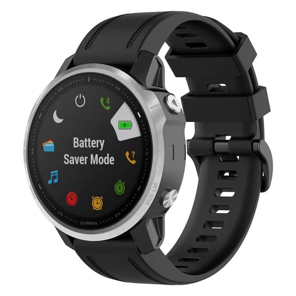 Silikoninen ranneke Garmin Fenix ​​​​6S:lle - 20 mm - musta