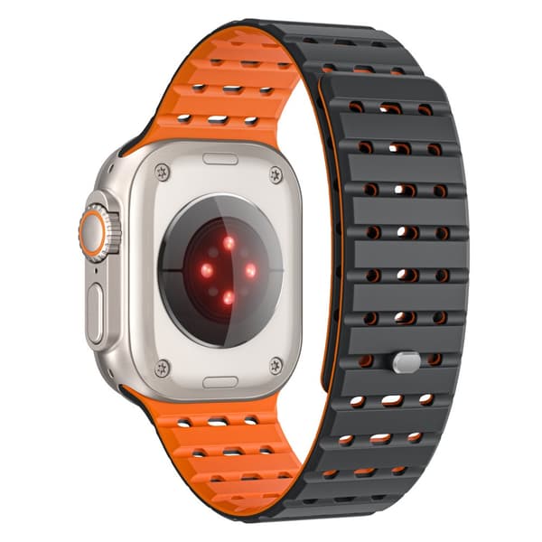 INF Andningsbar magnetrem för Apple Watch Series 1-9 generationer 42/44/45 mm Svart+orange