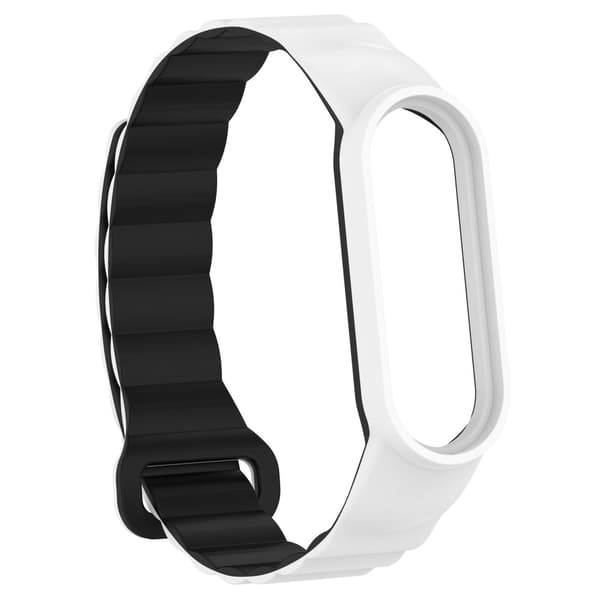 INF Magnetisk stropp Xiaomi Mi Band 3/4/5/6/7 Svart + Hvit