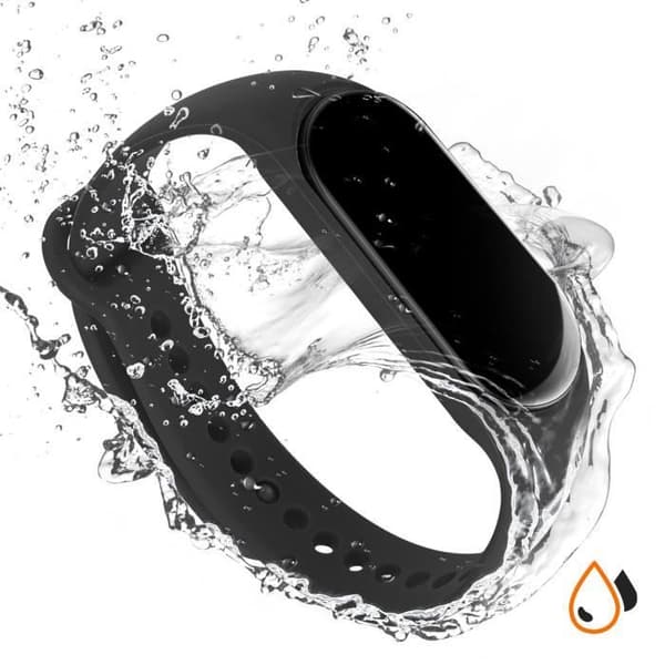 AVIZAR armband till Xiaomi Mi Band 5/6/7 i vattentät svart silikon