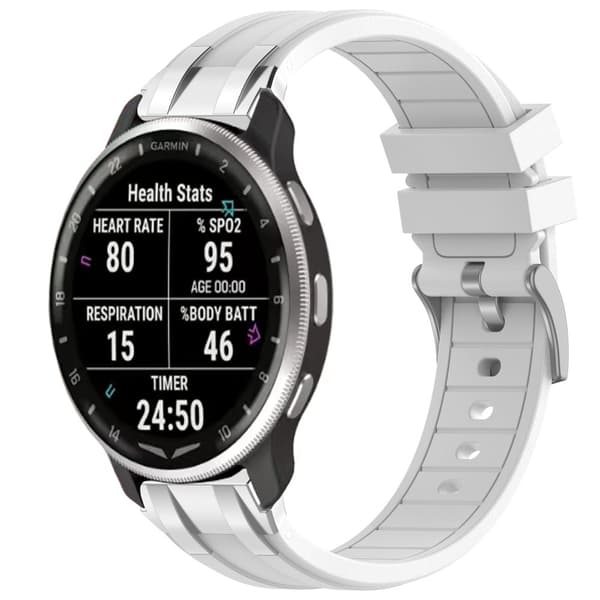 INF Premium silikonikellon ranneke 22mm Garminille, Samsungille, Huaweille (hopeasolki)