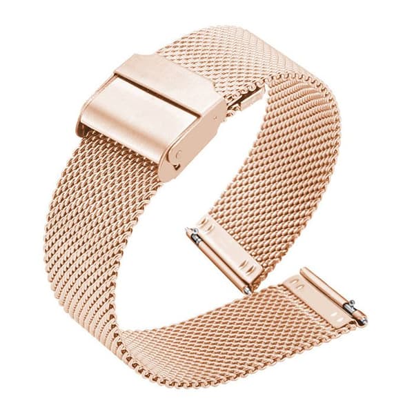2 st klockremmar i rostfritt stål, 18 mm ersättningsklockarmband, roséguld + silver, unisex