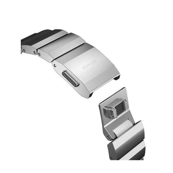 Armband V2 för Apple Watch 1-9 och SE 42-44-45mm Nomad Silver - Grå - Titan - Stål