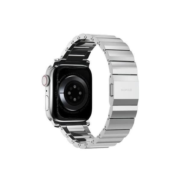 Armband V2 för Apple Watch 1-9 och SE 42-44-45mm Nomad Silver - Grå - Titan - Stål