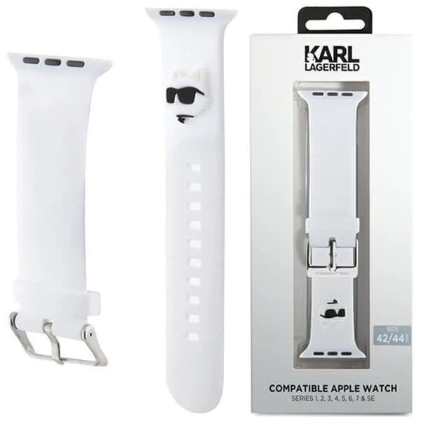 Karl Lagerfeld 3D-gummi Choupette-hodestropp for Apple Watch 38/40/41 mm - Hvit