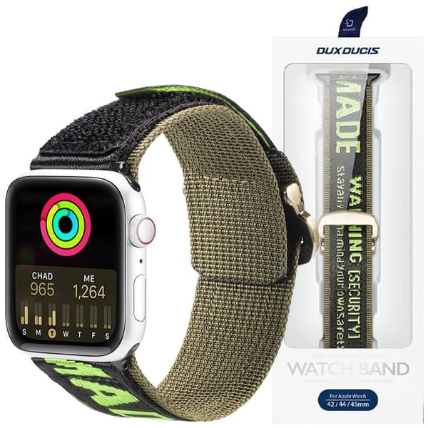 Dux Ducis-rem (utendørsversjon) Apple Watch Ultra Strap, SE, 8, 7, 6, 5, 4, 3, 2, 1 (49, 45, 44, 42 mm) Nylonarmbånd svart/grønn
