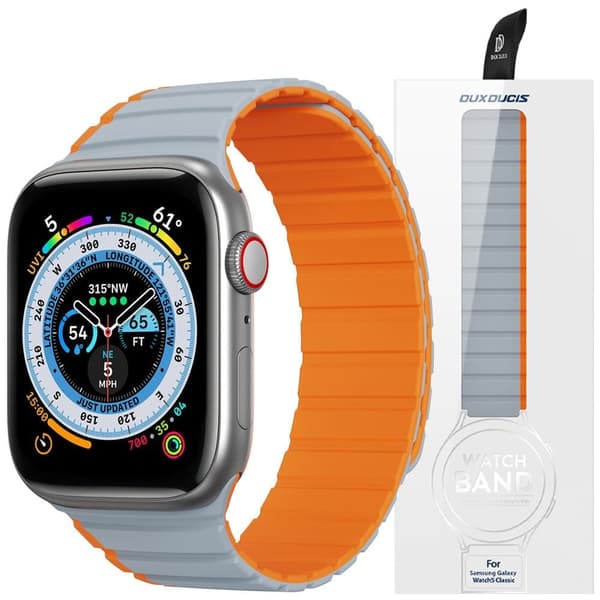 Magnetisk Apple Watch SE 8, 7, 6, 5, 4, 3, 2, 1 (41, 40, 38 mm) Dux Ducis-bånd (LD-versjon) - Grå-oransje