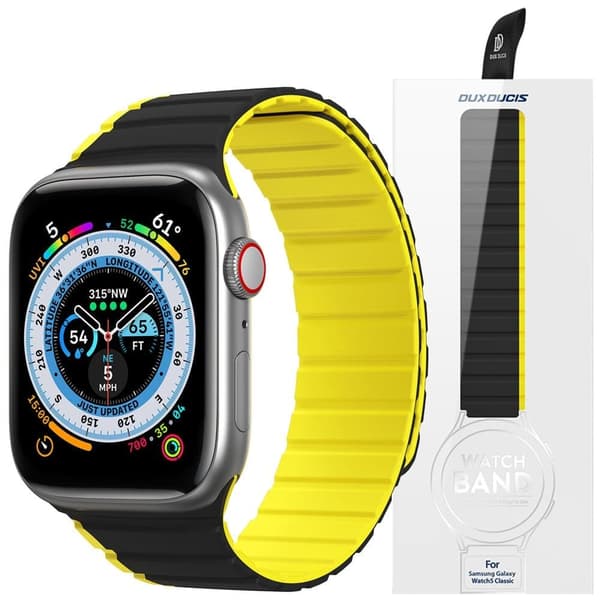 Magnetisk Apple Watch SE 8, 7, 6, 5, 4, 3, 2, 1 (41, 40, 38 mm) Dux Ducis-bånd (LD-versjon) – svart og gul