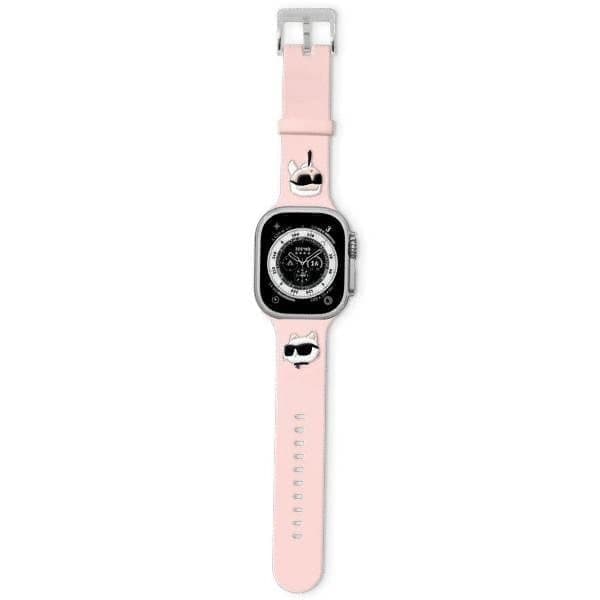 Karl Lagerfeld 3D gummi Karl&Choupette-hodestropp for Apple Watch 42/44/45/49 mm - Rosa