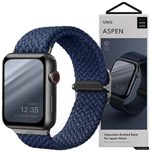 UNIQ Aspen Apple Watch-rem 40/38/41 mm Series 4/5/6/7/8/SE/SE2 Flettet blå/oxfordblå