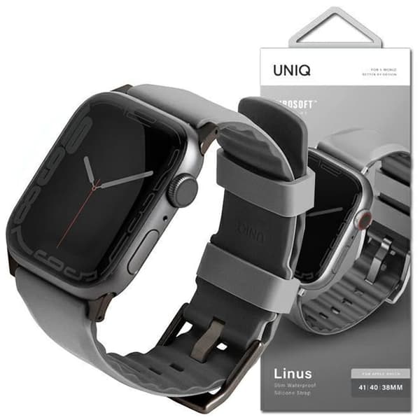 UNIQ Linus Apple Watch Series 4/5/6/7/8/SE/SE2 armbånd 38/40/41 mm. Airosoft Silikongrå/krittgrå