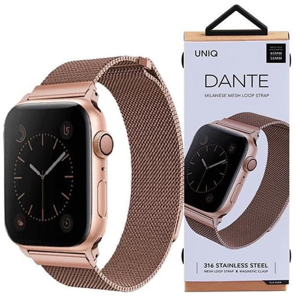 UNIQ Dante armbåndsur Apple Watch Series 4/5/6/7/8/SE/SE2 38/40/41 mm rustfritt stål rosa gull/rose gull