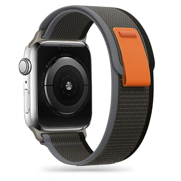 TECH-PROTECT NYLON APPLE WATCH 4 / 5 / 6 / 7 / 8 / 9 / SE / ULTRA 1 / 2 (42 / 44 / 45 / 49 MM) SVART/ORANGE