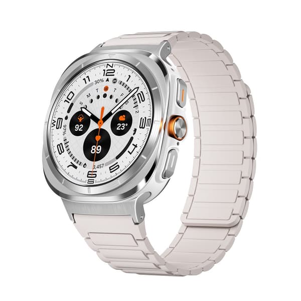 Kestävä kolmen helmen magneettihihna Samsung Galaxy Watch 7 Ultralle 0 Valkoinen