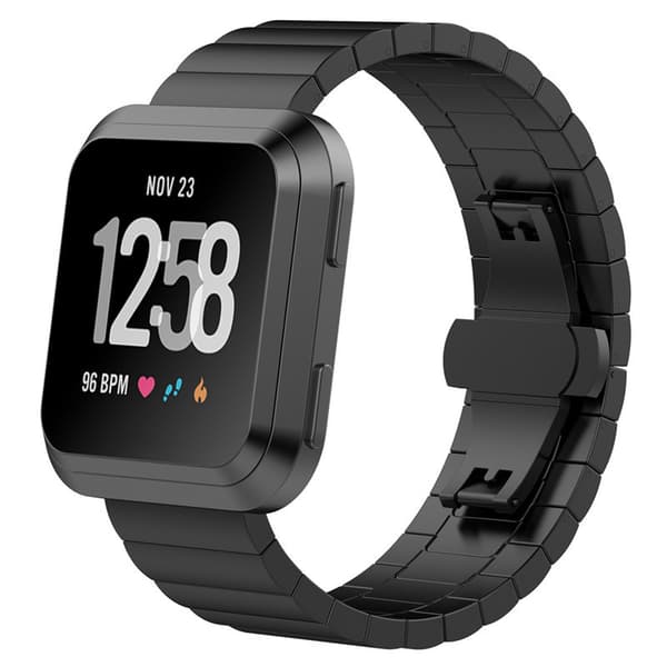 INF Ruostumattomasta teräksestä valmistettu perhoslukko kellon ranneke Fitbit Versa/Lite -laitteelle 0