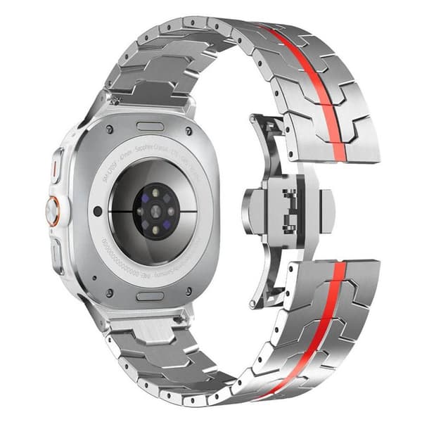 Iron Man rustfritt klokkereim Samsung Galaxy Watch Ultra (47mm) - Sølv/rød